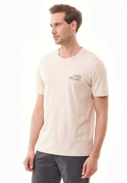 ORGANICATION ORGANICATION T-Shirt aus Bio-Baumwolle mit Wagen-Print, Natur(birch), – Produktbild 3 von 3