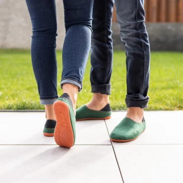 Gottstein Gottstein Filzhausschuh Wool Slip-On aus 100% Schurwolle - für Damen & Herren - Rutschfeste Gummisohle, Grün, – Produktbild 2 von 4