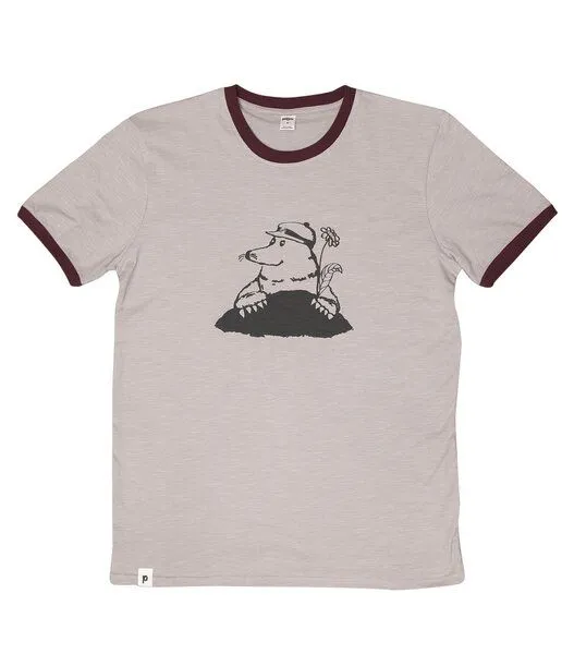 päfjes Marlene Maulwurf - päfjes Ringer Unisex T-Shirt - Fair gehandelt aus Baumwolle Slub - Bio - taupe – Produktbild 1 von 3