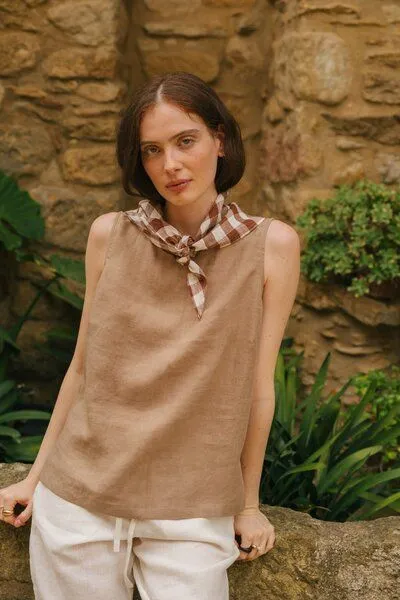 AmourLinen AmourLinen Klassisches Leinenoberteil COLETTE, Rosy brown (braun), – Produktbild 3 von 4