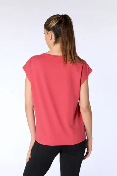 Leela Cotton Leela Cotton Damen Oversize T-shirt Bio-Baumwolle Kurzarmshirt 4416, Kardinalrot, – Produktbild 2 von 2