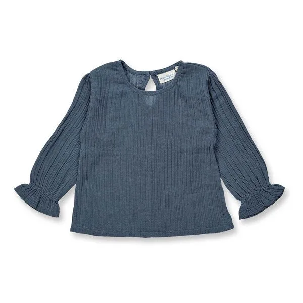 Sense Organics Sense Organics Mädchenbluse, Modell LOBA, Blaugrau, – Produktbild 1 von 3