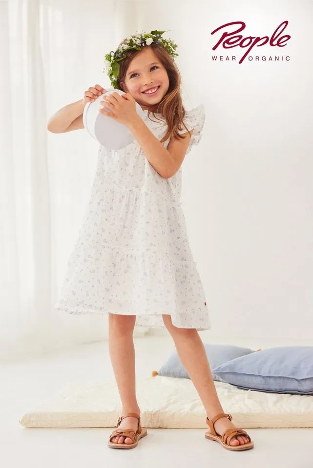 People Wear Organic People Wear Organic Sommerkleid, Kurzarmkleid aus Bio Baumwolle, Weiß, – Produktbild 3 von 4