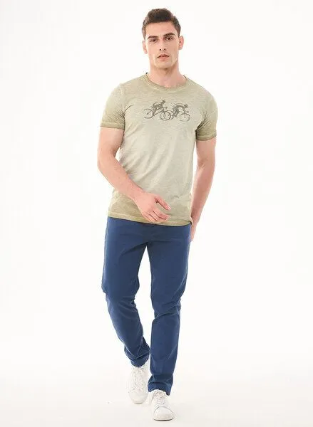 ORGANICATION ORGANICATION Cold Pigment Dyed T-Shirt aus Bio-Baumwolle mit Print, Grün(olive), – Produktbild 2 von 4