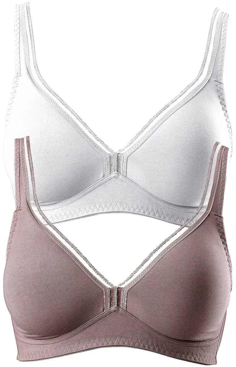 petite fleur by Lascana T-Shirt-BH mocha-mousse+weiß, Mocha-mousse+weiß, – Produktbild 2 von 3