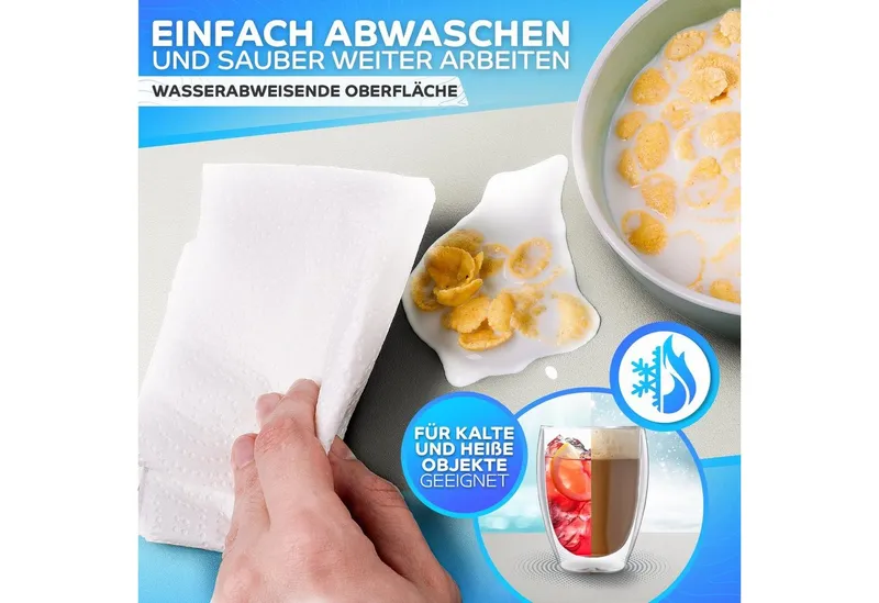 MAXLVL Gaming Mauspad Schreibtischunterlage - Mauspad mit Vernähte Kanten - abwaschbar (in 80x40 cm / 60x35 cm, Schreibtisch Unterlage für Büro), Tischunterlage Schreibtisch aus PU-Leder, Grau, – Produktbild 4 von 5