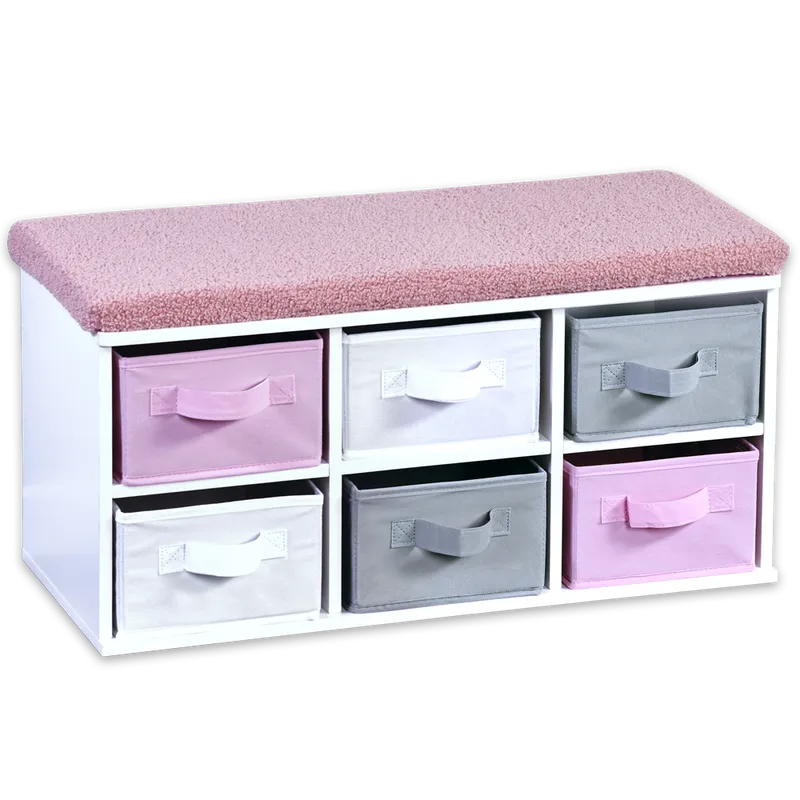 Kesper Kesper Kinder-Sitzbank mit Sitzkissen & Aufbewahrungsboxen, weiß – Produktbild 1 von 1