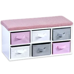 Kesper Kesper Kinder-Sitzbank mit Sitzkissen & Aufbewahrungsboxen, weiß – Produktbild 1 von 1