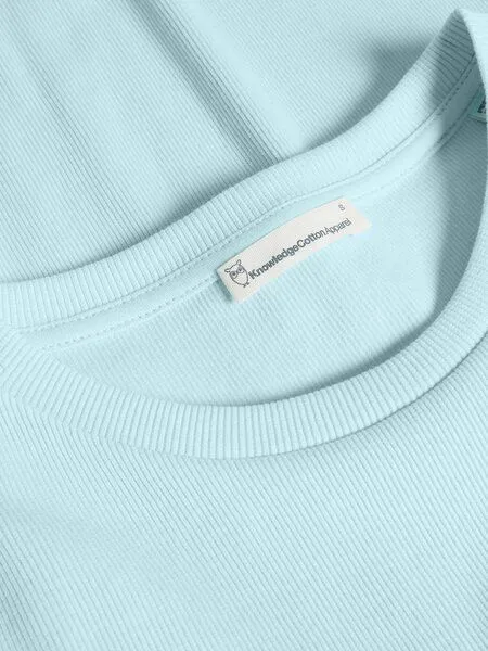 KnowledgeCotton Apparel KnowledgeCotton Apparel T-Shirt - Rib t-shirt - aus Bio-Baumwolle, Blau (aqua-esque), – Produktbild 3 von 3