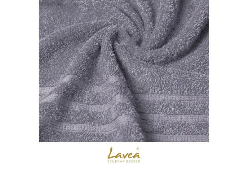 Lavea Waschhandschuh Bali Waschlappen 16x22 cm, Waschhandschuhe, kleine Handtücher, Weiches Bio-Baumwollfrottee (Set, 6-St), Gesichtshandtücher, GOTS-zertifiziert, extra saugstark mit 500g/m², Grau, – Produktbild 5 von 5