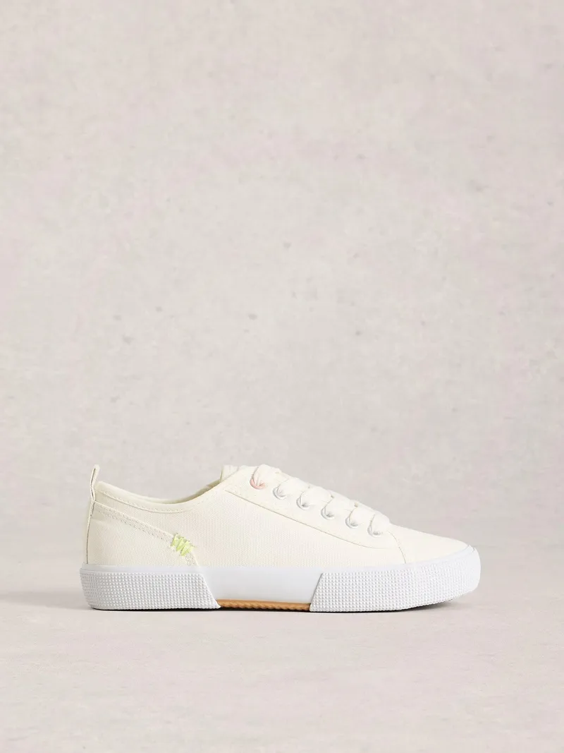 White Stuff Pippa Stoffturnschuhe - 36, Reines weiß, – Produktbild 1 von 4