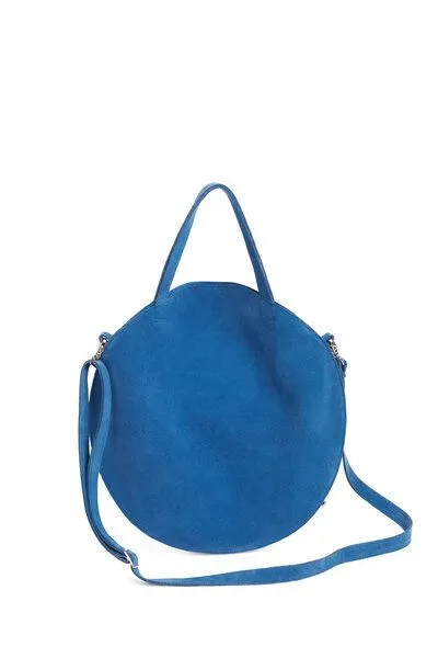 ELEKTROPULLI Runder Shopper von ElektroPulli, Blau wildleder mit silber, – Produktbild 1 von 2