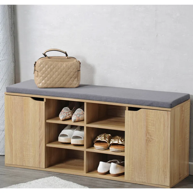 Kesper Schuhschrank mit Sitzkissen, 2 Türen und 6 Fächer, Natur, – Produktbild 3 von 4