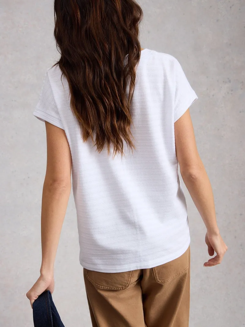 White Stuff T-Shirt Nelly mit Keilausschnitt - 46, Reines weiß, – Produktbild 4 von 4