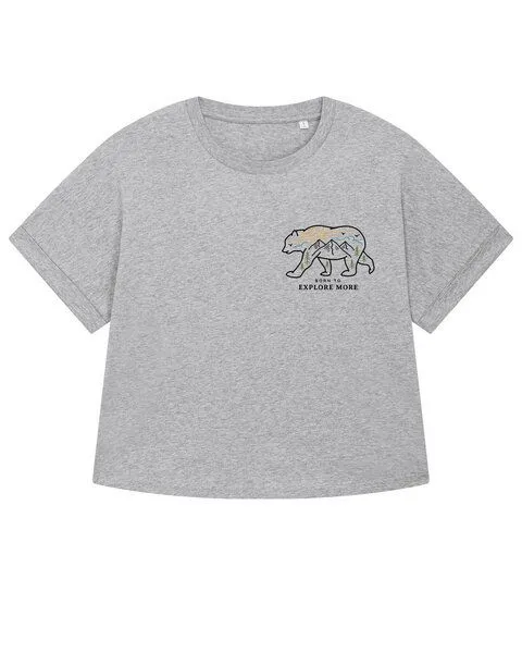 watapparel watapparel Oversize T-Shirt Frauen Born to explore more, Heather grey, – Produktbild 1 von 2