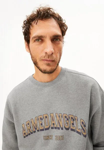 ARMEDANGELS ARMEDANGELS WORDMARK Herren Sweatshirt aus 100% Bio-Baumwolle, Silver melange, – Produktbild 2 von 3