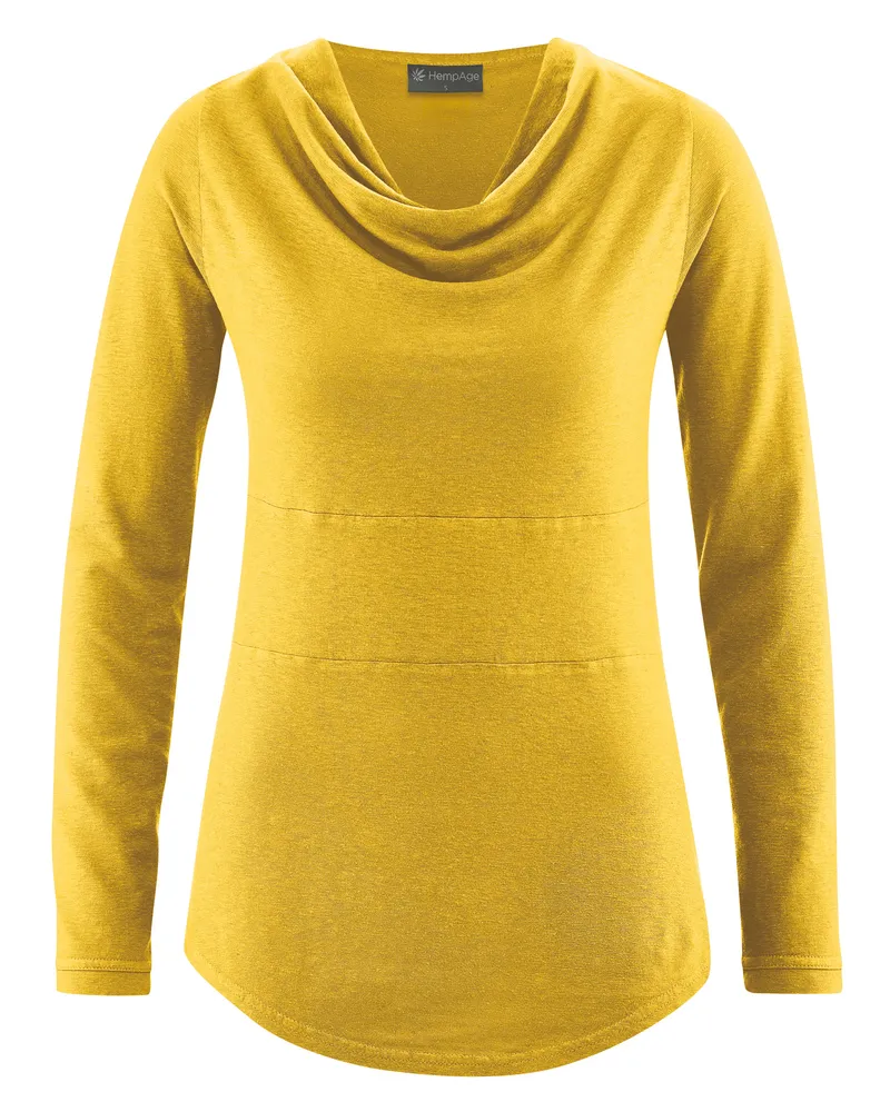 HempAge Hempage Damen vegan Langarm Top In Currygelb, Gelb, – Produktbild 1 von 2
