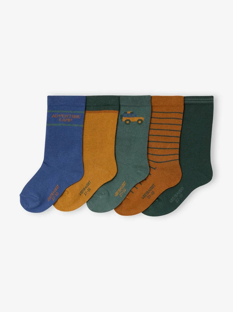 Vertbaudet 5er-Pack Socken Jungen Abenteuer-Motive, Khaki, – Produktbild 1 von 2