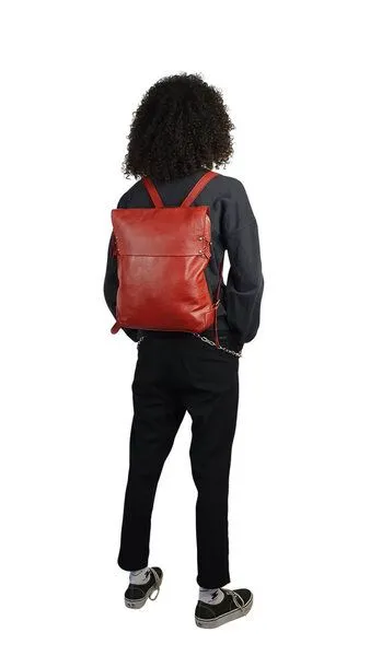 manbefair manbefair Damen Rucksack Miss Lola aus Leder und Bio-Baumwolle, Rot, – Produktbild 3 von 4