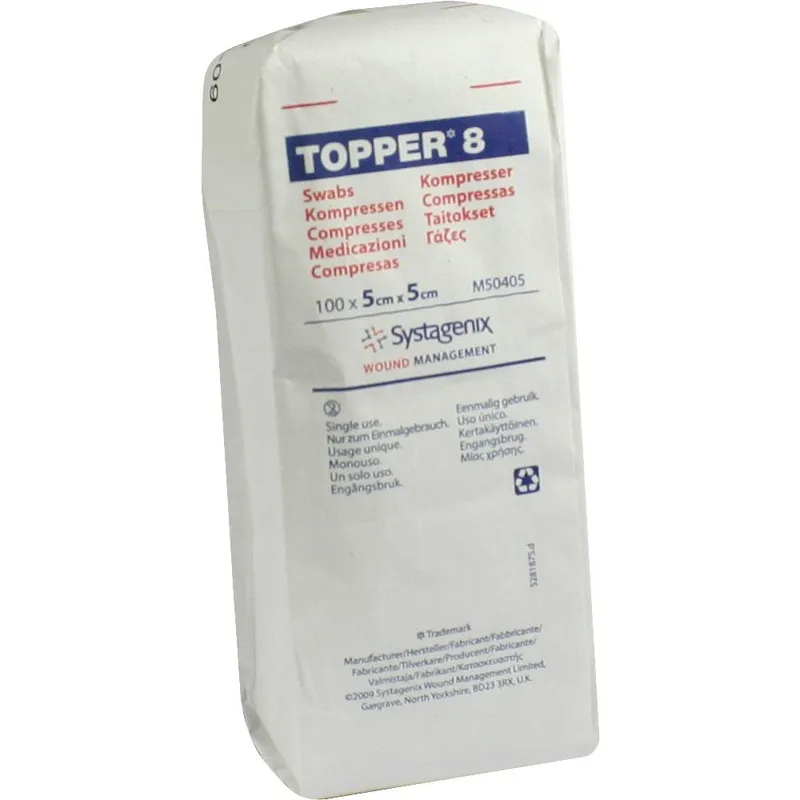 Solventum Germany TOPPER 8 Kompr.5x5 cm unsteril 100 St Kompressen – Produktbild 1 von 1