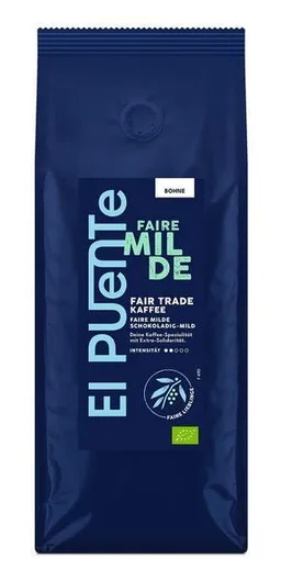 El Puente El Puente Faire Milde - Bio-Kaffeebohnen 500 g | Fair Trade | Bio-zertifiziert | Vegan | Glutenfrei – Produktbild 1 von 1
