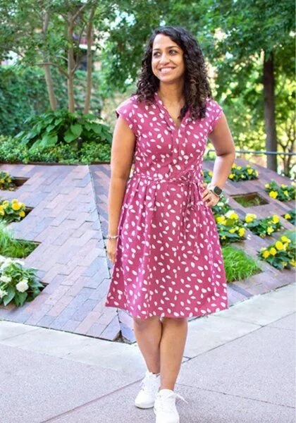 Global Mamas Global Mamas Bio Kleid - RETRO - Rings, Leaf dots rosewood (rot), – Produktbild 2 von 4