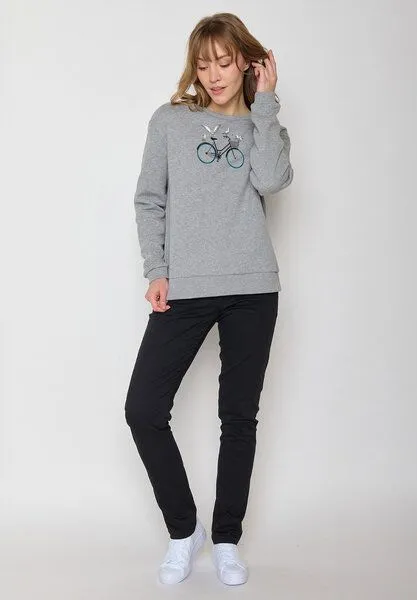 GreenBomb GREENBOMB Bike Seagulls Canty - Gemütliches Sweatshirt aus Bio-Baumwolle / hochwertiger Print / GOTS / Fair & Vegan, Grau (heidegrau), – Produktbild 4 von 4