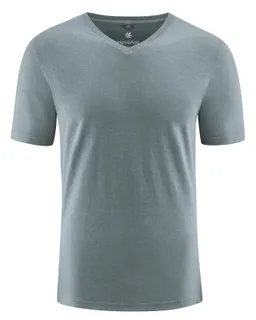 HempAge Hempage Herren vegan T-Shirt Mit V-Ausschnitt Slim Fit Titanium – Produktbild 1 von 1