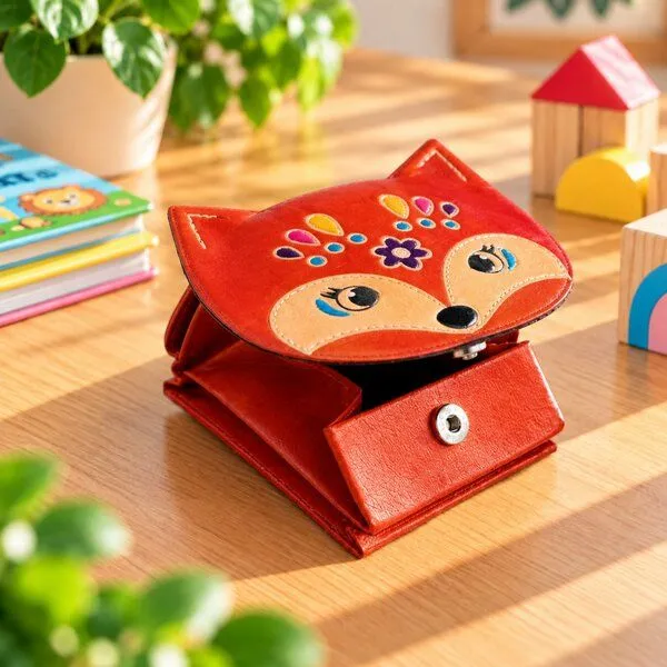Janselo Fuchsgesicht Kinder-Spardose aus Shanti-Leder – Produktbild 2 von 3