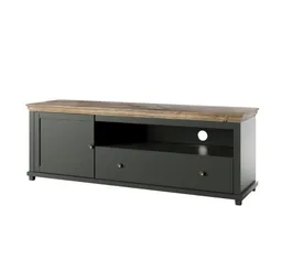 Lomadox Lowboard EPSOM-83, Landhaus Design in grün mit Lefkas Eiche Nb., B/H/T: ca. 181/61/49 cm – Produktbild 1 von 1