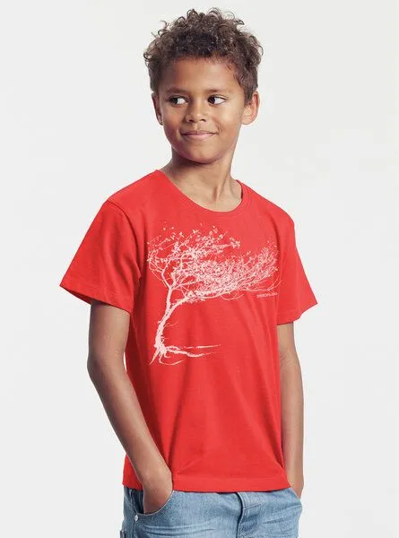 Peaces.bio - handbedruckte Biomode Peaces.bio - handbedruckte Biomode Bio-Kinder T-Shirt Windy Tree, Rot, – Produktbild 2 von 3