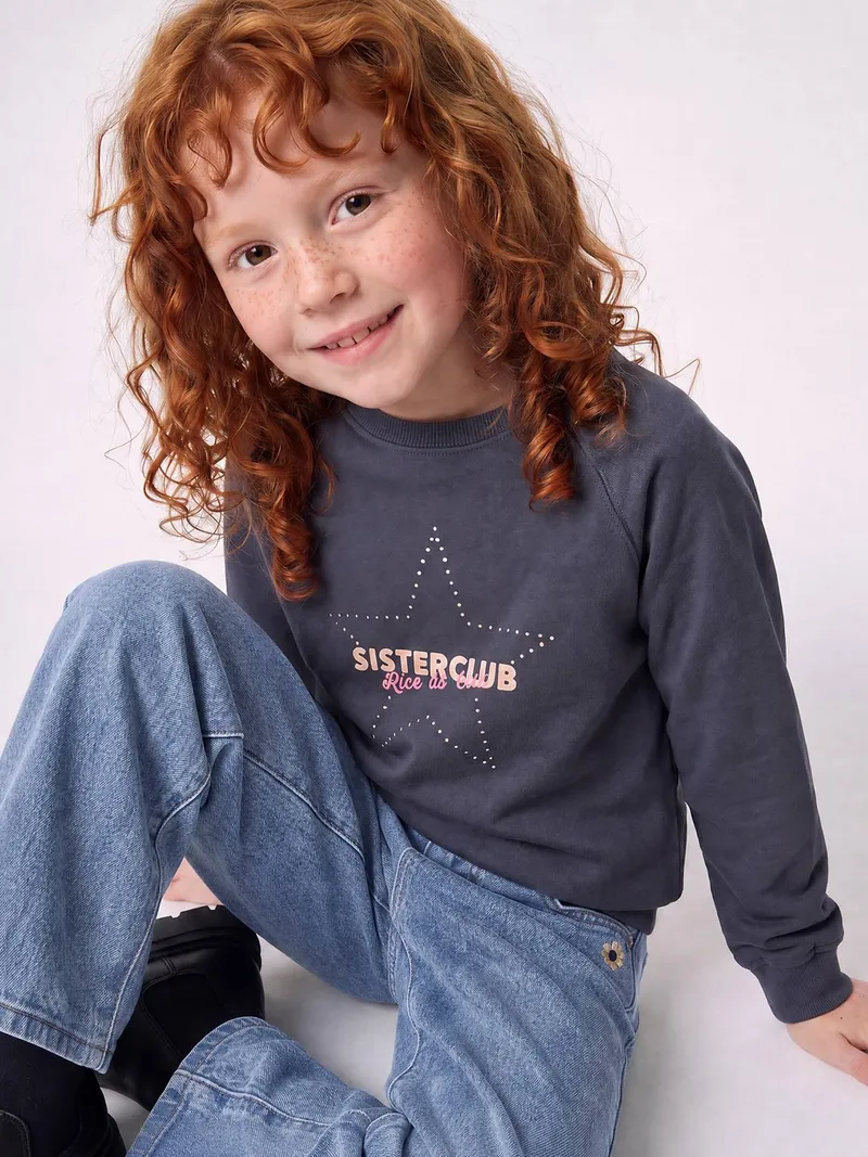 Vertbaudet Shirt mit Sternmotiv Mädchen, Tinte, – Produktbild 2 von 4