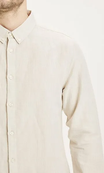 KnowledgeCotton Apparel KnowledgeCotton Apparel Leinenhemd - Custom fit linen shirt, Grau (light feather gray), – Produktbild 3 von 3