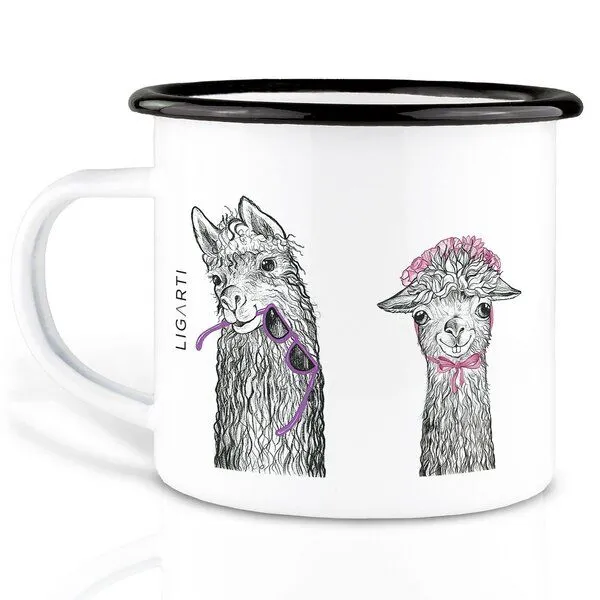 LIGARTI Emaille Tasse – Lama Club – LIGARTI Tiermanufaktur – Produktbild 2 von 4