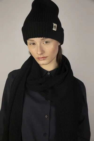 Strickmütze aus Merinowolle, abstehend Unisex Kiwistories, Schwarz, – Produktbild 1 von 4