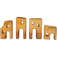 bikeho Holzbausteine natur Häuser, Erlenholz 4-teilig, Braun, – Produktbild 1 von 1