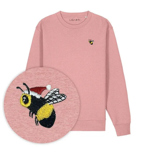 LIGARTI Bestickter Pullover – Esmeralda die Weihnachtsbiene – LIGARTI Tiermanufaktur, Altrosa, – Produktbild 1 von 3