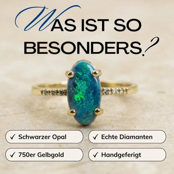 Spirit of Island Spirit of Island Gold Ring | Schwarzer Opal Nordlicht, Blau, – Produktbild 3 von 4