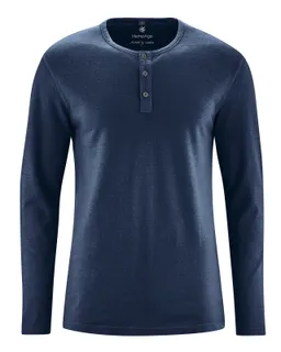 HempAge Hempage Herren vegan Langarm Henley Aus Gebürstetem Stoff Marineblau – Produktbild 1 von 1