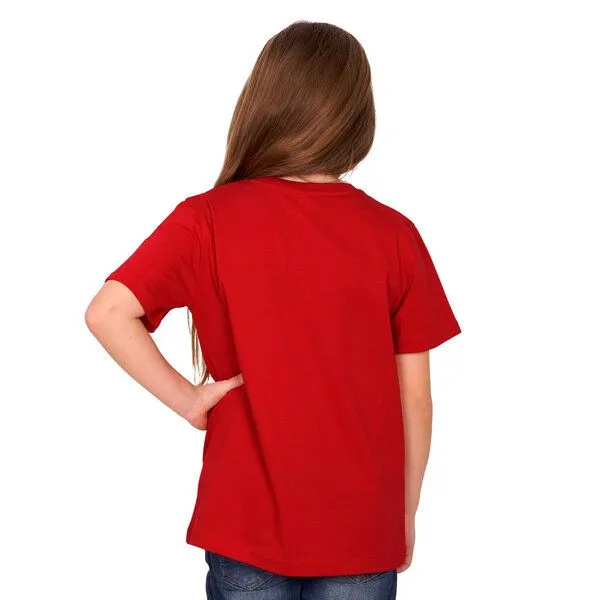 HANDGEDRUCKT HANDGEDRUCKT "Meerjungfrau" Unisex Kinder T-Shirt, Rot, – Produktbild 2 von 3
