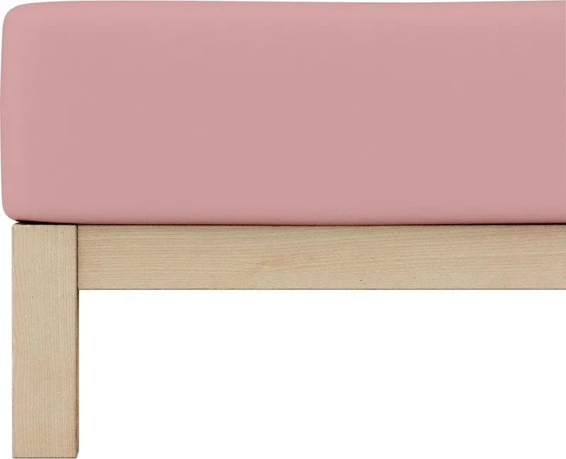 Schlafgut Schlafgut Spannbettlaken PURE Bio-Baumwolle mit Elasthan, 170 g/m², Bettlaken, Spannbetttuch, Jersey, Gummizug: rundum, (1 Stück), PREMIUM Laken für Matratzen bis 30cm Höhe, dehnbar blickdicht, straff, Lila, – Produktbild 1 von 4