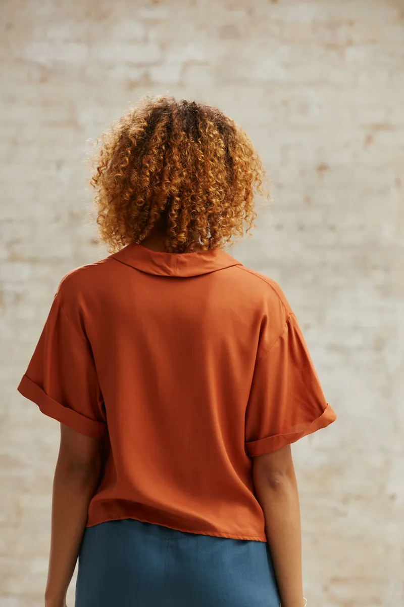 Jyoti - Fair Works Jyoti - Fair Works Damen vegan Bluse Avaani Rust, Dunkelorange, – Produktbild 1 von 2