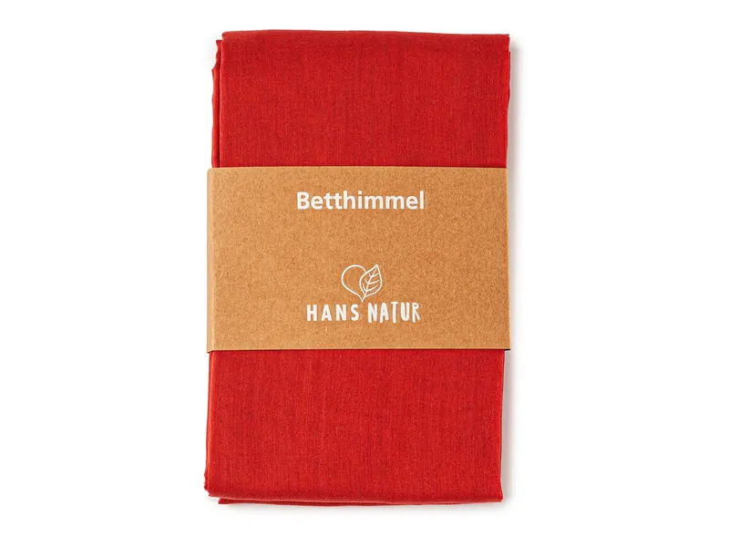 HANS NATUR Betthimmel Baldachin Bio-Baumwolle ziegelrot 115 x 300 cm, Rot, – Produktbild 1 von 2