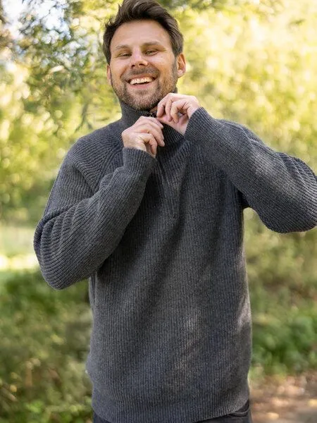 FUXBAU FUXBAU Männer Merino Troyer, Anthrazit, – Produktbild 4 von 4