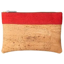 Kork-Deko Kork-Deko Kleine Kork-Tasche / kleine Clutch / Etui / großes Portemonnaie, beige rot – Produktbild 1 von 1