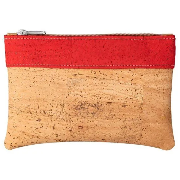 Kork-Deko Kork-Deko Kleine Kork-Tasche / kleine Clutch / Etui / großes Portemonnaie, beige rot, Natural, – Produktbild 1 von 3