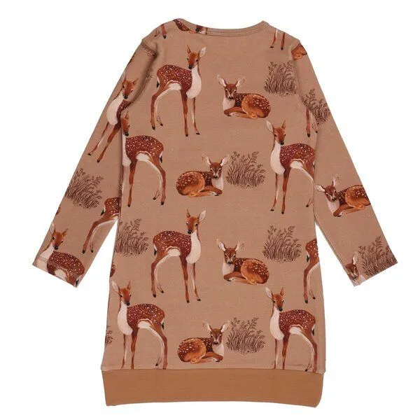 Walkiddy Baby Sweatkleid GOTS zertifiziert Bio-Baumwolle, Rostbraun, Pferde-Muster, Walkiddy – Produktbild 2 von 2