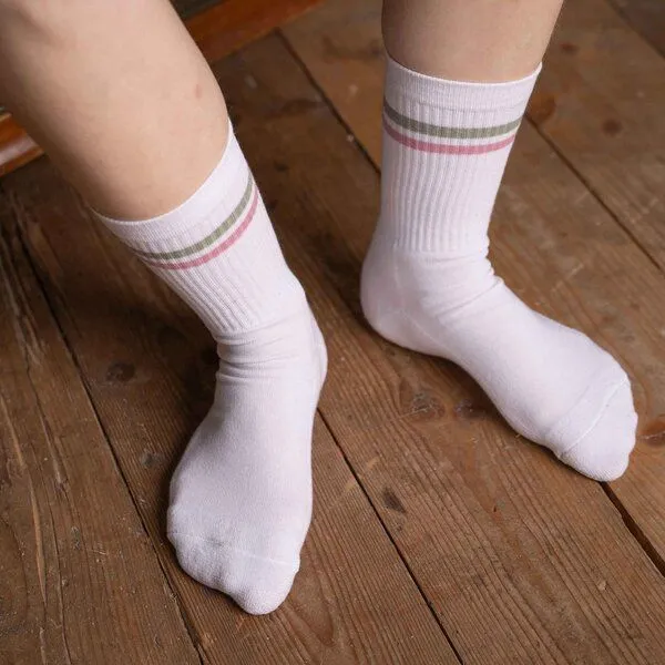 Vresh Clothing Vresh Clothing Vresh Verliebt - Tennis Socken aus Biobaumwoll-Mix, Weiß/grün/rosa, – Produktbild 3 von 4