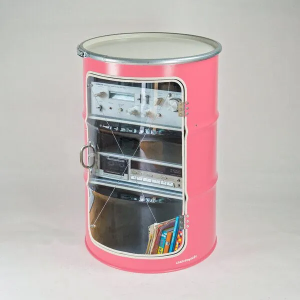 Lockengelöt Lockengelöt HiFi Vitrine aus einem Hamburger Ölfass, Altrosa (gepulvert), – Produktbild 3 von 3
