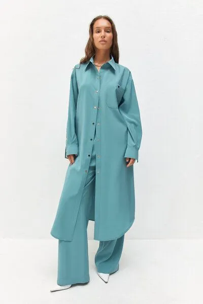 IVA RYCH IVA RYCH Overseize Hemdkleid-Set I Deadstock, Blau, – Produktbild 3 von 3